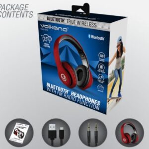 Volkano Wireless Bluetooth Headphones - Phonic Series - Red - Image 3